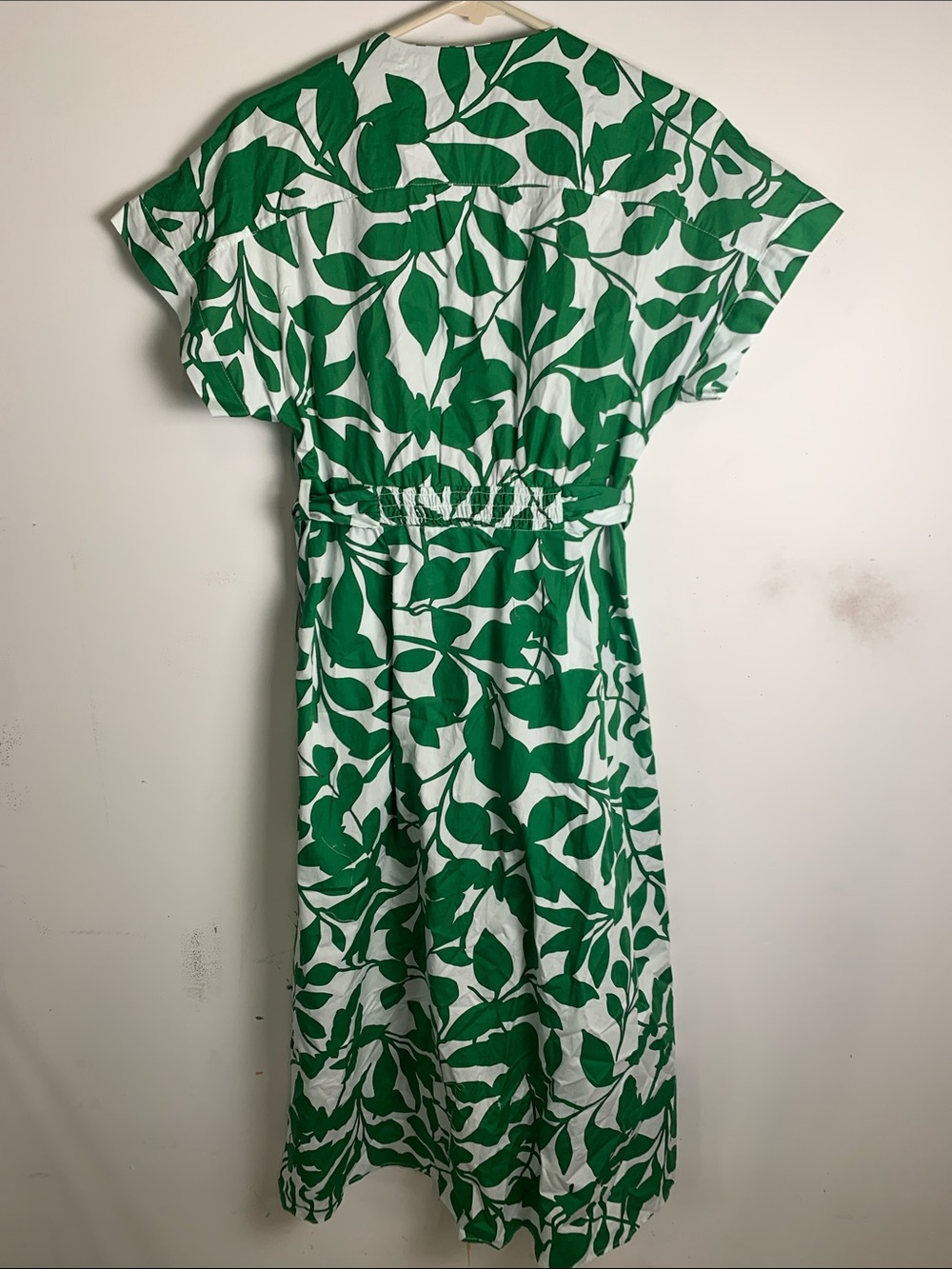 Zara Green Leaf Print Button-Front Midi Dress - Picture 7 of 7